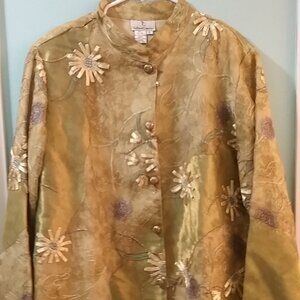 Silk Embroidered Jacket With Appliques